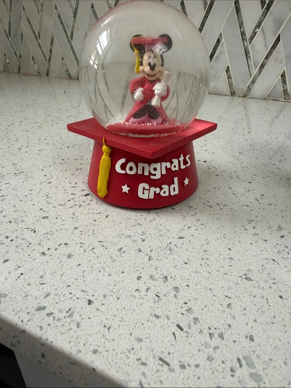 Congrats Grad Red Minnie Graduation Snow Globe - Party Décor